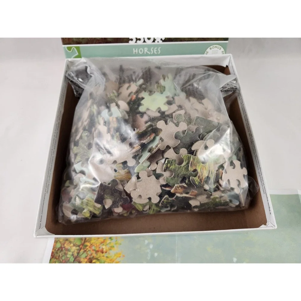 Ceaco Brand Horses 550 Piece Jigsaw Puzzle with Poster Open Bag